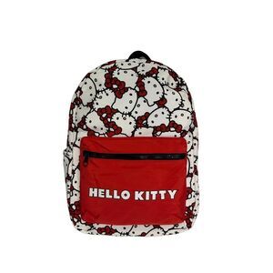 New! Bioworld Hello Kitty Head Red and White 16" Backpack